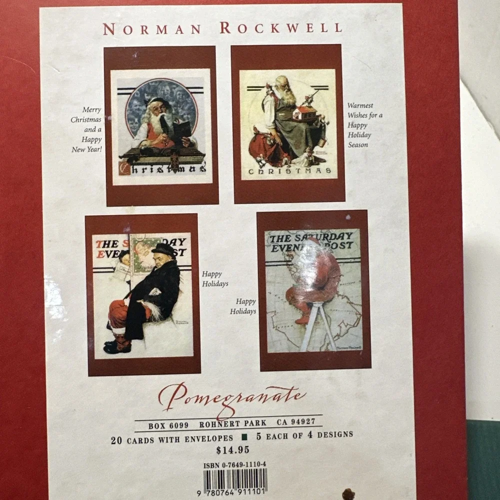 Postcard Lot Of 3‎ Styles 10 Cards 5 Norman Rockwell Style 5 Christmas Boots.